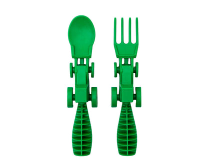 Constructive Eating - Toddler Utensils Made in USA, Dishwasher Safe, BPA Free, Easy Grip Handle, Silverware for Toddlers, Utensils for Kids, Toddler Fork and Spoon