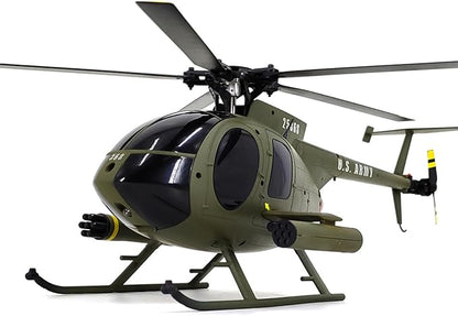 335MM MD500 C189 Remote Control Helicopter Add Optical Flow Positioning RC Aircraft 2Batteries RC Heli Single Rotor No Ailerons Maintain Altitude Hover Green RTF
