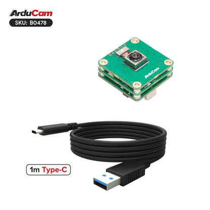 Arducam USB 3.0 Camera, 120fps High-Speed USB Camera Module, IMX586 48MP High-Resolution Webcam with 78°(D) Motorized Focus Lens and Metal Case, Compatible with Windows and Linux OS