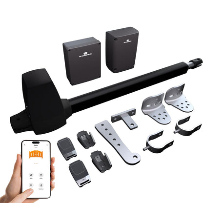 TMT Beagle Single Automatic Gate Opener Up to 16ft and 800lb Heavy Duty Swing Gate, Gate Opener with Remote Control Kit, Electric Gate Openers for Driveway with Powerful Motor (APP Compatible)