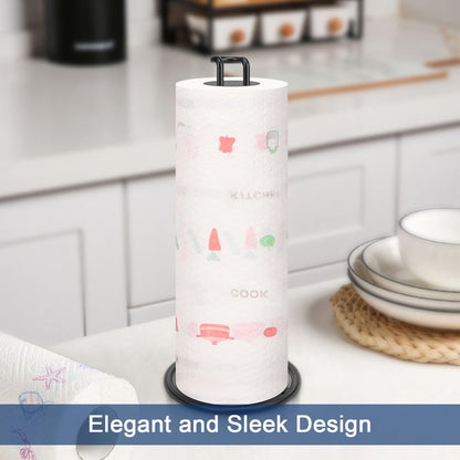 NearMoon Paper Towel Holder, Sturdy Paper Towel Stand Dispenser-All Metal, Standard or Jumbo-Sized for Kitchen Countertop, Farmhouse, Living Room (2 Pack, Matte Black)