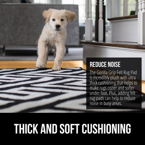 GORILLA GRIP Rug Pad - Slip Resistant Felt with Rubber Backing for Area Rugs | 3x5 FT, 1/8 Inch Thick