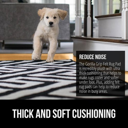 GORILLA GRIP Rug Pad - Slip Resistant Felt with Rubber Backing for Area Rugs | 3x5 FT, 1/8 Inch Thick