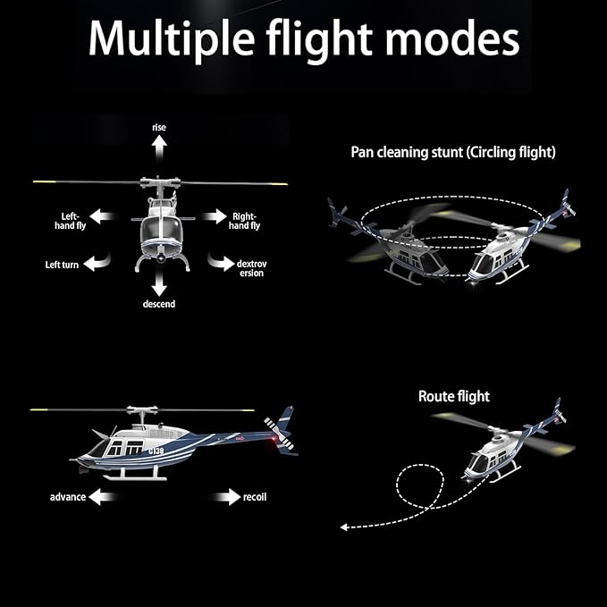 C138 Remote Control Helicopter Bell206 Helicopter 2.4GHz 4CH Single Propeller Aileron RC Aircraft One Click Roll Takeoff and Landing Six-axis Gyroscope Air Pressure Setting