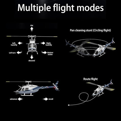 C138 Remote Control Helicopter Bell206 Helicopter 2.4GHz 4CH Single Propeller Aileron RC Aircraft One Click Roll Takeoff and Landing Six-axis Gyroscope Air Pressure Setting