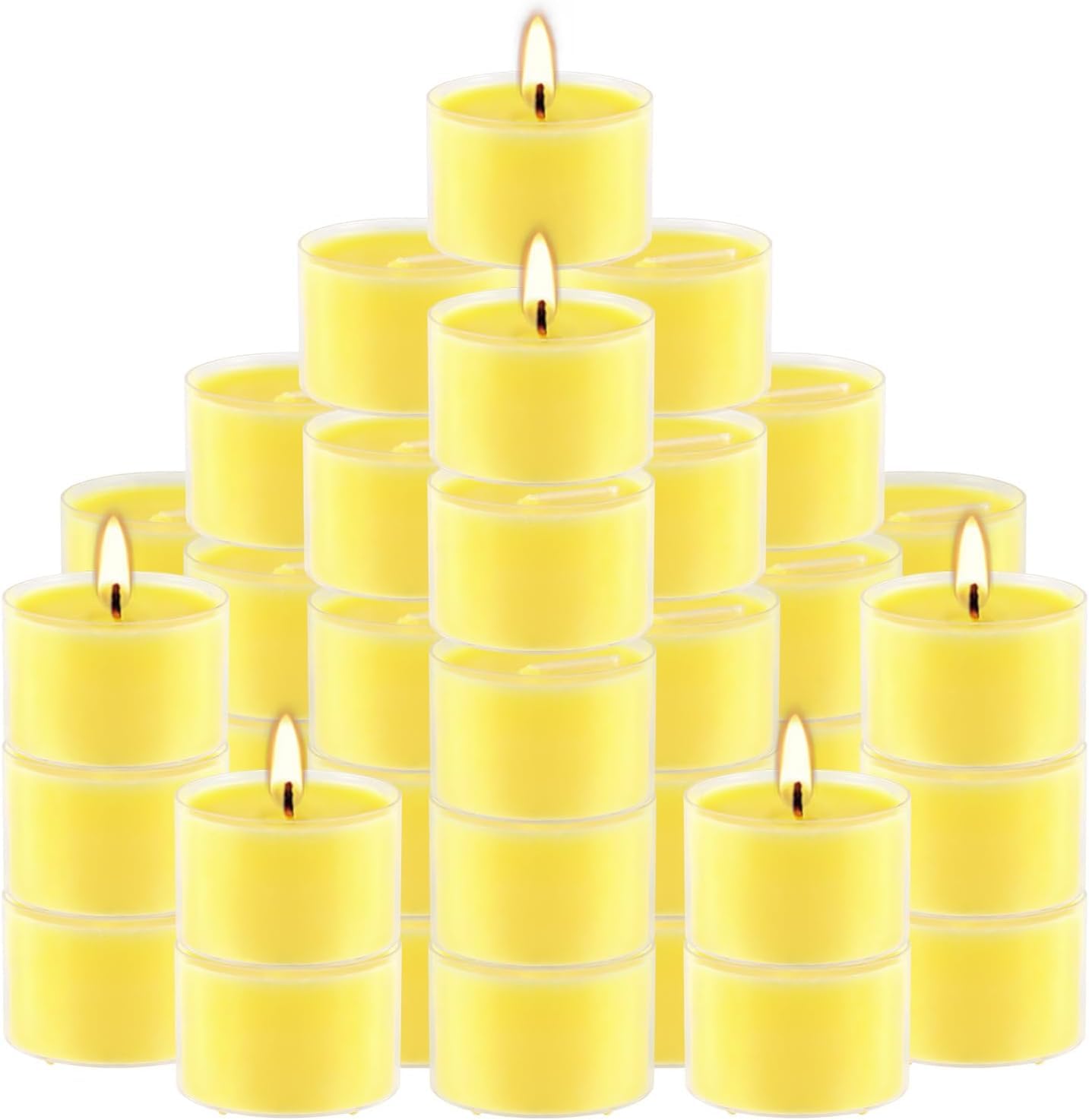Fclayvts 8-Hour 100 Pack Citronella Tealight Candles, Outdoor and Indoor Summer Scented Candle,Natural Soy Wax Candle for Home Patio Garden Yard Balcony,BBQ Birthday Emergency