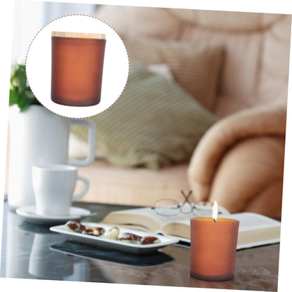 PRETYZOOM 3sets Candle Jar Lid Glass Candle Cup Holder Scented Candleholder for Dining Table Centerpiece Decor