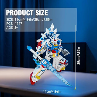 DAHONPA White Blue Warrior Manned Mecha Robot Building Blocks Set Guardian Transforming Mech Model Kit (1797+ Pieces) Loyal Warrior Robots Toys for Adults Christmas Birthday Gift