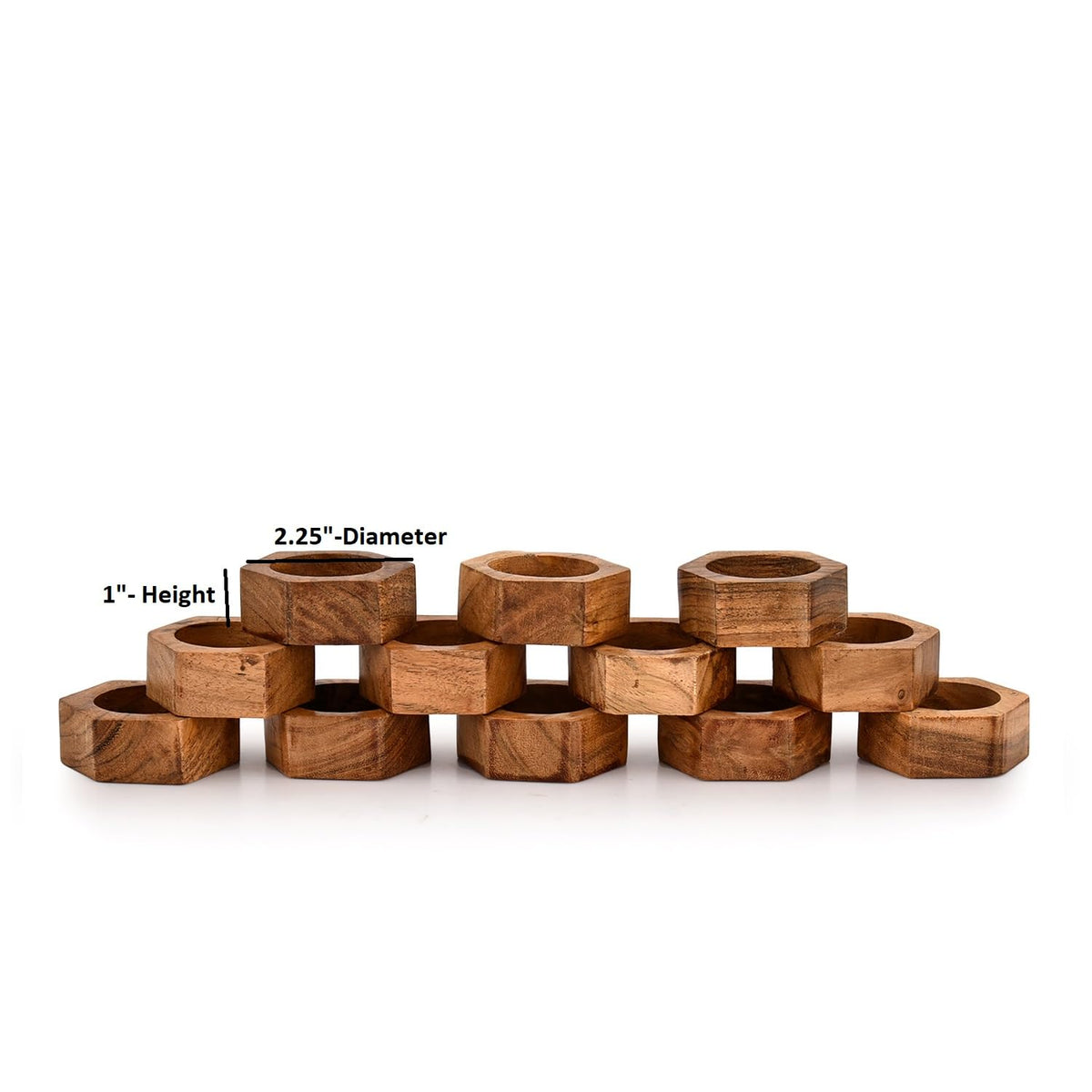 Kaizen Casa Tea Light Holder Acacia Wood Set of 12 Centerpieces for Dining Table Wedding Party Birthday Holiday Decoration (2.25" x 2.25" x 1"), (Set of 12)
