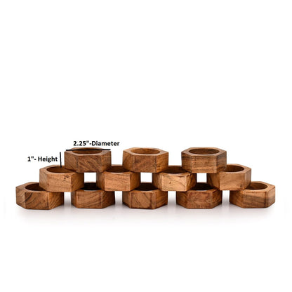 Kaizen Casa Tea Light Holder Acacia Wood Set of 12 Centerpieces for Dining Table Wedding Party Birthday Holiday Decoration (2.25" x 2.25" x 1"), (Set of 12)
