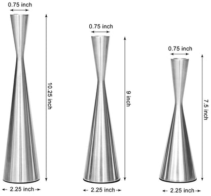 Vixdonos Taper Candlestick Holders Metal Candle Holders Set of 3 Table Decorative Candle Stand for Wedding, Dinning, Party,Home Decor (Silver)