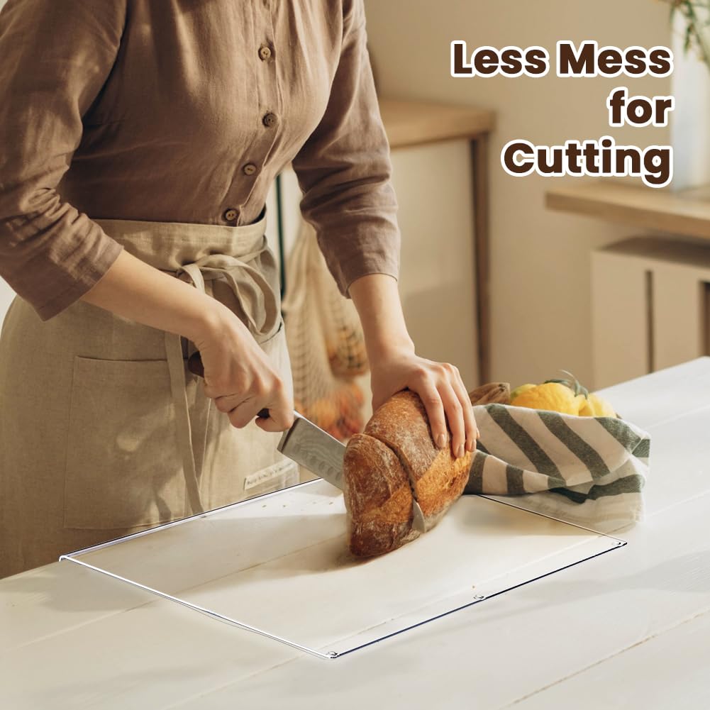 Acrylic Cutting Board with Counter Lip, 24x18 Inch Clear Cutting Boards for Kitchen Counter, Large Cutting Board Non Slip for Countertop Protector, Apartment Essentials Kitchen Decor Gifts
