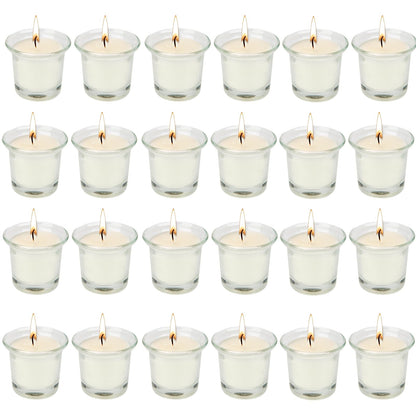 Soft Breeze 24 Pack Unscented Votive Candles, White Tealight Candles, Bulk, Transparent Filled, Ideal Candles for Spa, Weddings, Birthdays, Holidays, Party