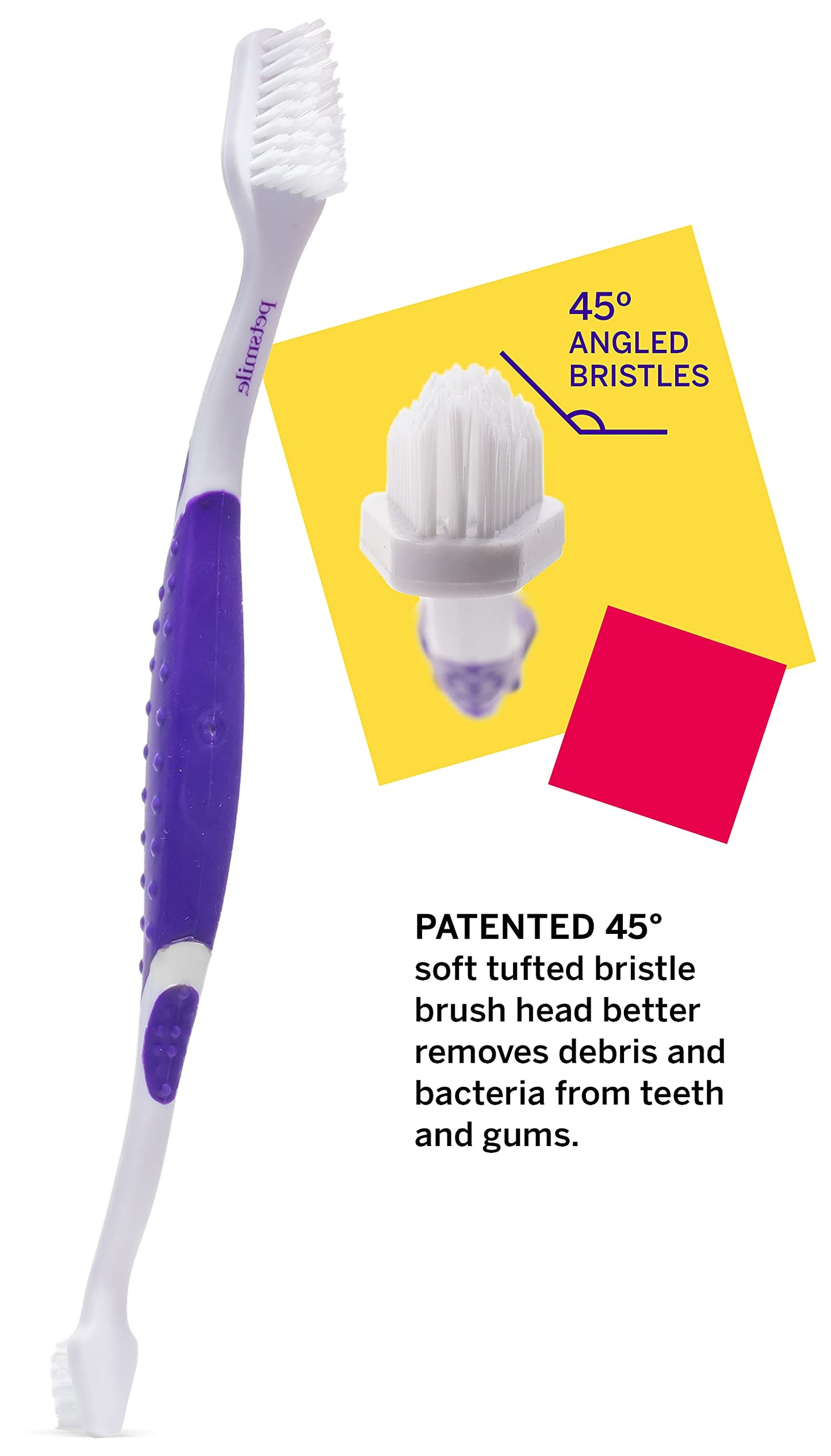 petsmile Professional Pet Toothbrush - Patented 45 Degree Cat & Dog Toothbrush for Small & Large Animals - Pet Accessories for Dental Care - VOHC Approved Teeth Cleaning - Dog Toothpaste Not Included