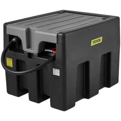 VEVOR Portable Diesel Tank, 58 Gallon Capacity & 10 GPM Flow Rate, Portable Fuel Tank with 12V Electric Transfer Pump and 13.1ft Rubber Hose, PE Diesel Transfer Tank for Easy Fuel Transportation Black