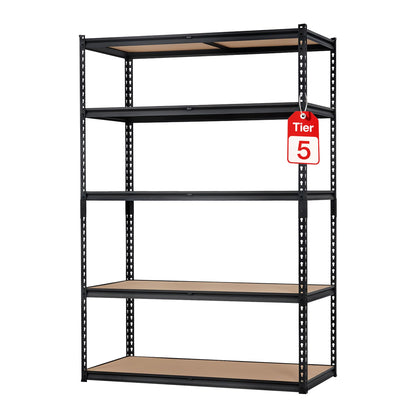 Garage Storage Shelves 5 Tiers, Heavy Duty Storage Shelving Racks with 2500 LBS Capacity, 48 " L x 24 in W x 72 in H Metal Adjustable Shelving Unit for Kitchen Pantry Basement Bathroom Laundry