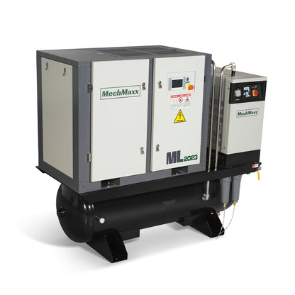 MechMaxx 20HP Combined Rotary Screw Air Compressor with Dryer & 105-Gal ASME Tank | 78 CFM, 116 PSI, 230V 3-Phase – Industrial Grade,Model ML2023