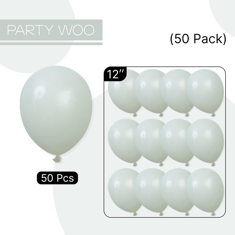 PartyWoo Dusty Green Balloons 50pcs 12 Inch Sage Olive Eucalyptus Green Boho Neutral Latex Helium Balloons for Baby Shower Wedding Jungle Dinosaur Themed Birthday Party Decorations Green-F35