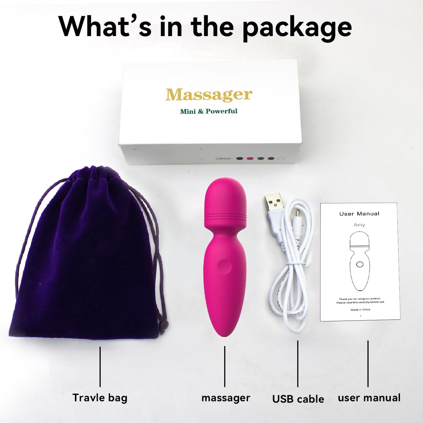 Fuwyiy Mini Manual Back Massagers,Gifts for Women Small Cordless Handheld Massager with 10 Modes, Personal Handheld Massager for Neck Shoulder Back Body（RED）