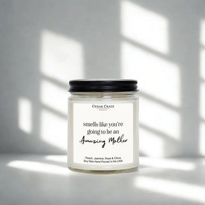 Cedar Crate Market – Smells Like Amazing Mother - Perfect Gifts for Mom, Thoughtful Mom Present, Mother's Day Gifts, Relaxing Scented Candle Present for Women for Any Special Occasion, 9oz Soy Candle