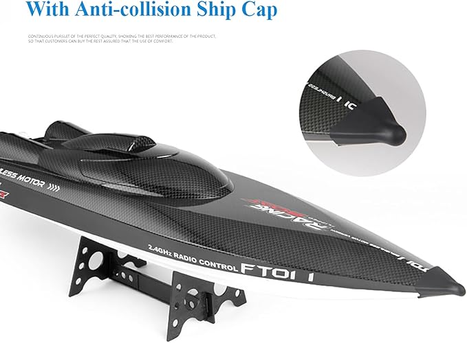 RTR 25.5Inches FT011 Large Brushless Remote Control Boat RC Speed Watercraft 2.4G 4WD 30MPH for 14Y+ Hobby Adult (1-Battery)