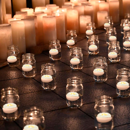 PUNPUBA 3”Plastic Flameless Led Floating Candles, 12pack Tealights Battery Operated Flickering 100+ Hour Waterproof for Cylinder Vases, Centerpieces at Wedding, Party, Pool, Holiday (White)