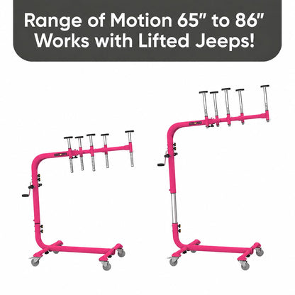 Hard Top Remover Lift for Jeep Wranglers: 1997-to-Present JK JKU JL JLU TJ CJ, 2&4 Door Lifted Jeeps, 4 Door Bronco. Easy Assembly. One Person System. Hardtop Removal/Installation in Minutes. Patented