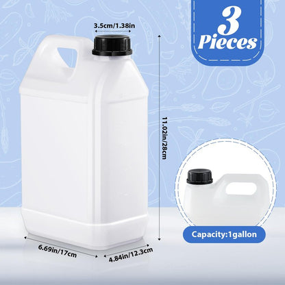 Ziliny 3 Pcs 1 Gallon Plastic Jug with Lids Square Empty Storage Containers Hdpe Carboy Plastic Jar Containers for Milk Water Beverage Oil Liquids (Translucent Color)