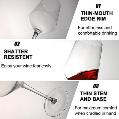 Hand Blown Red Wine Glasses Set of 4 – Premium Crystal Wine Glasses With Long Stem 14 oz – Daily Use, Unique Wedding Anniversary or Birthday Gift – Ideal for Restaurants, Home Bar