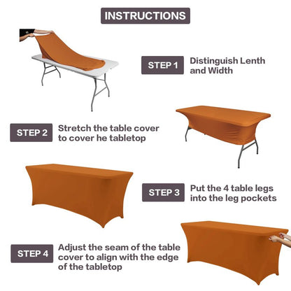 IVAPUPU 2 Pack 4FT Table Cloth for Rectangular Fitted Events Stretch Caramel Table Covers Washable Table Cover Spandex Tablecloth Table Protector for Party, Cocktail, Banquet, Festival (A1A003JT4FT2)
