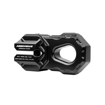 Agency 6 Billet Winch Shackle - Lightweight Aluminum Winch Attachment for Synthetic Line - 19,000 Pound Load Limit - Made in The USA with US Certified Materials - Black