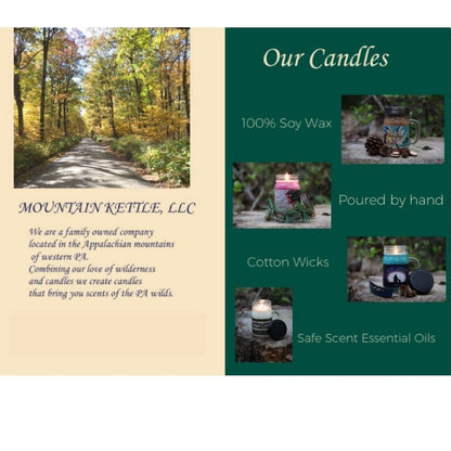 Mountain Kettle Wax Jar Candle with Cabin Fever - Scented Candle - Christmas Day - Fall Decor Anxiety & Stress Relief Burns up to 60 to 80 Hours