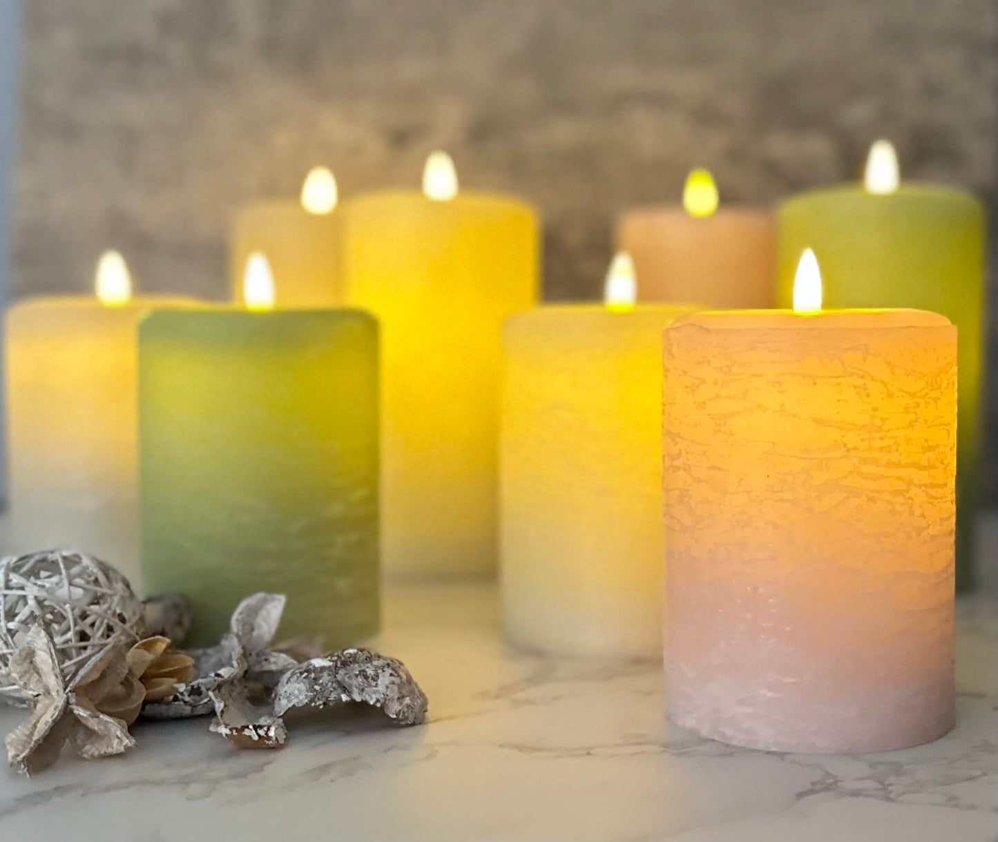 LumiPur Signature Natural Glow Flickering Flameless LED Wax Pillar Candle (3.5" x 5", Gray Fog)