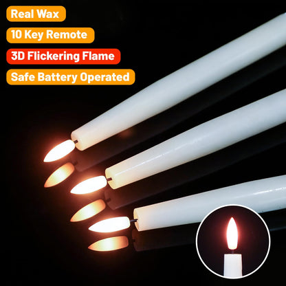 Wondise Rechargeable Flameless Taper Candles, Battery Operated Candles with Remote&Timer, Real Wax LED Candlesticks 3D Wick Flickering for Home Wedding Christmas Decor