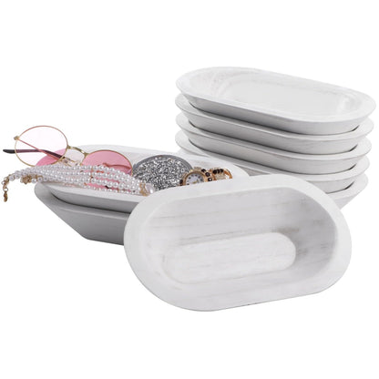 DORMIYA 8 PCS Wooden Dough Bowls, Rustic Wooden Candle Bowl for Decor, Woodens Dowls for DIY Candle Home Crafts Making, Farmhouse Decoration (White-8PCS)