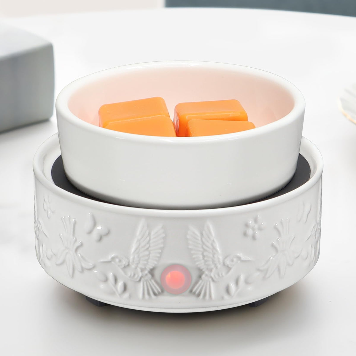 kobodon Wax Melt Warmer for Scented Wax,Ceramic Wax Warmer Fragrances Candle Oils, Home Fragrance Wax Burner,True White Electric Candle Warmer as Gifts for Mom Women(Hummingbird)