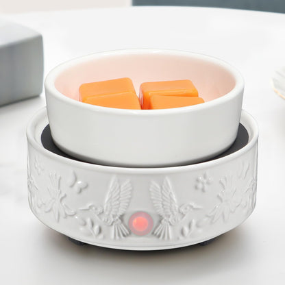 kobodon Wax Melt Warmer for Scented Wax,Ceramic Wax Warmer Fragrances Candle Oils, Home Fragrance Wax Burner,True White Electric Candle Warmer as Gifts for Mom Women(Hummingbird)