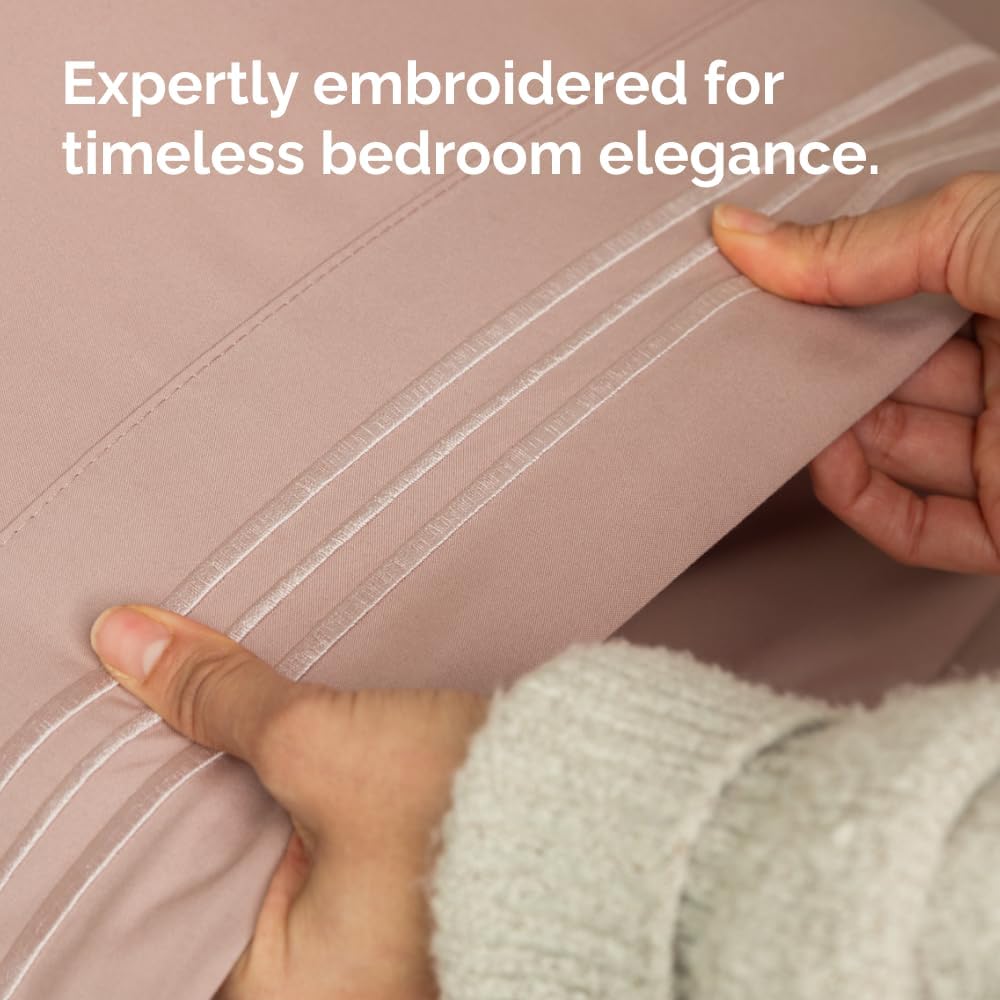 King Standard Pillow Cases by King - Ultra-Soft Hotel Quality Covers | Fade-Free & Wrinkle Resistant - Mauve - Set of 2