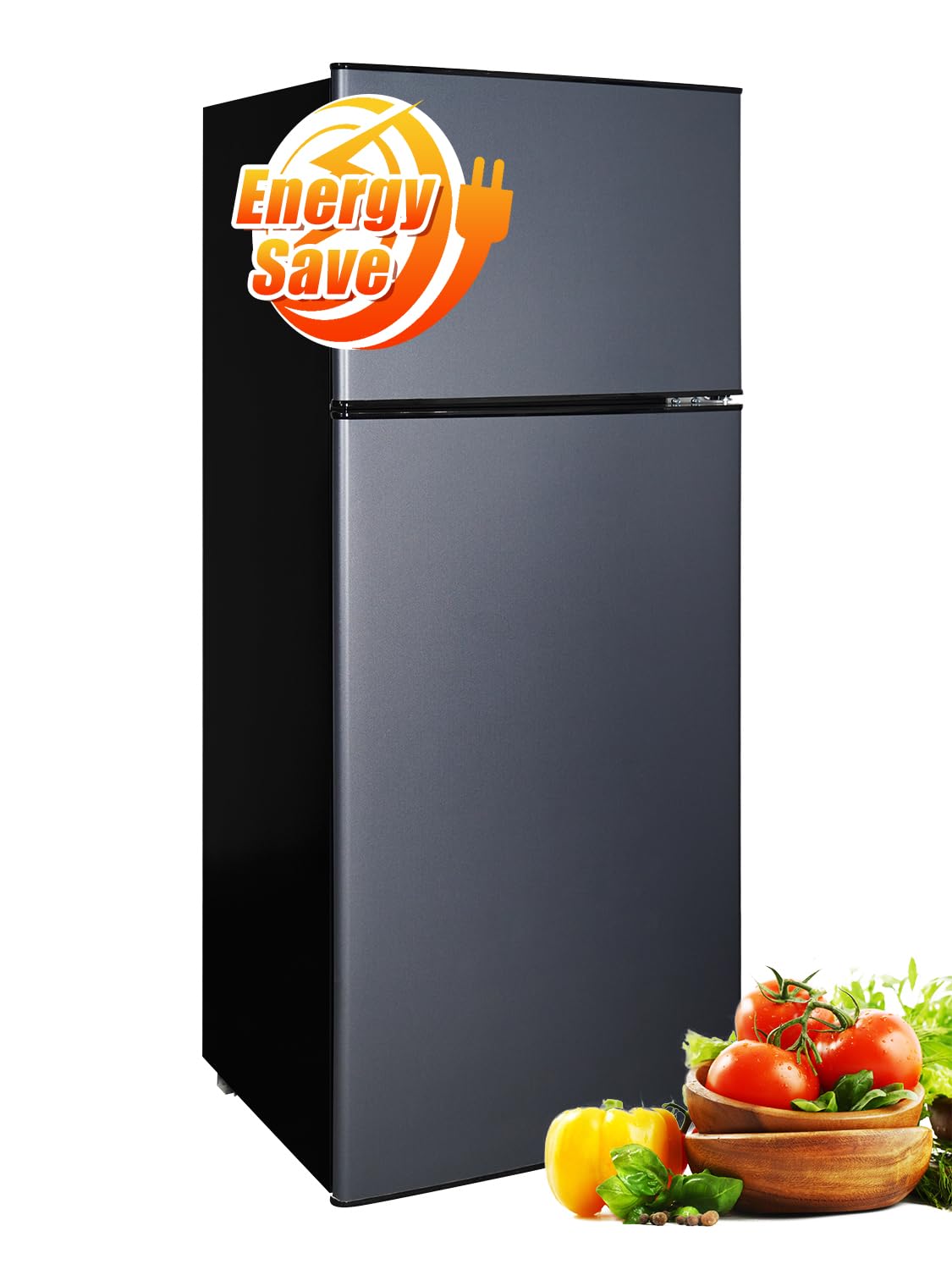 Cucina Magica 8.5 cu.ft Dual-Door Apartment Refrigerator with Freezer and Adjustable Thermostat - Slide-Out Glass Shelves for Dorms, Offices, RVs, and Homes