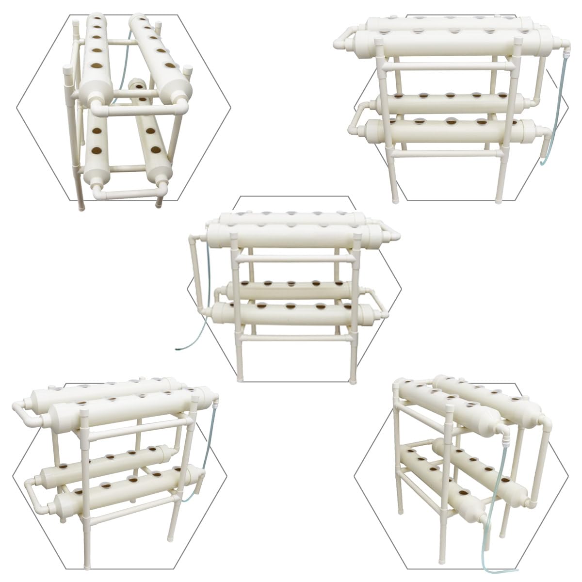 INTBUYING Hydroponic Growing System 20 Holes 4 Pipes 2 Layer Plant Site Grow Kit Hydroponic Gardending System with 110V Pump Extra-Lage Planting Basket for Strawberry
