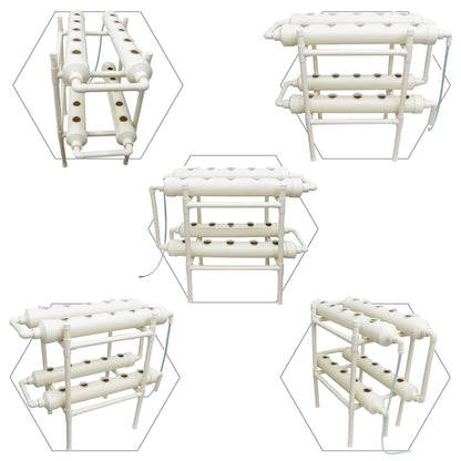 INTBUYING Hydroponic Growing System 20 Holes 4 Pipes 2 Layer Plant Site Grow Kit Hydroponic Gardending System with 110V Pump Extra-Lage Planting Basket for Strawberry