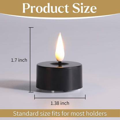 Eywamage Black Flameless LED Tealights with Timer, Flickering Battery Operated Tea Lights Votive Candles Set of 12