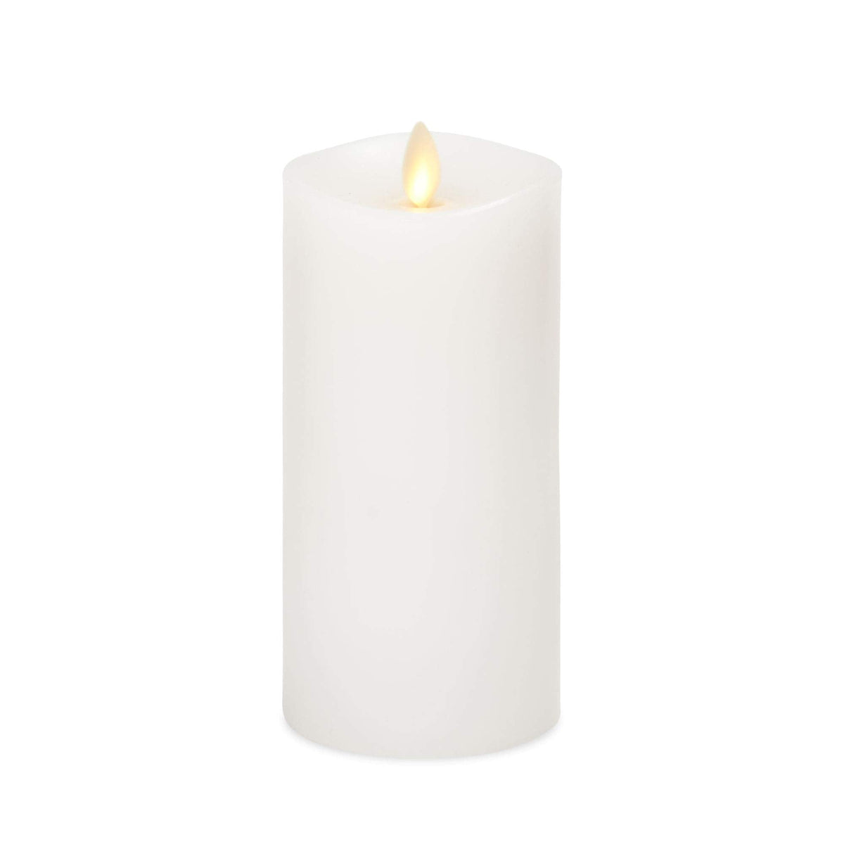 Luminara Flameless Slim Pillar Candle, Flickering Real Flame Effect, Melted Edge, Smooth Wax, Unscented, White, Real Wax, LED Battery Operated