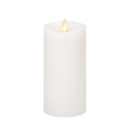 Luminara Flameless Slim Pillar Candle, Flickering Real Flame Effect, Melted Edge, Smooth Wax, Unscented, White, Real Wax, LED Battery Operated