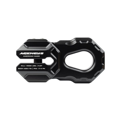 Agency 6 Billet Winch Shackle - Lightweight Aluminum Winch Attachment for Synthetic Line - 19,000 Pound Load Limit - Made in The USA with US Certified Materials - Black