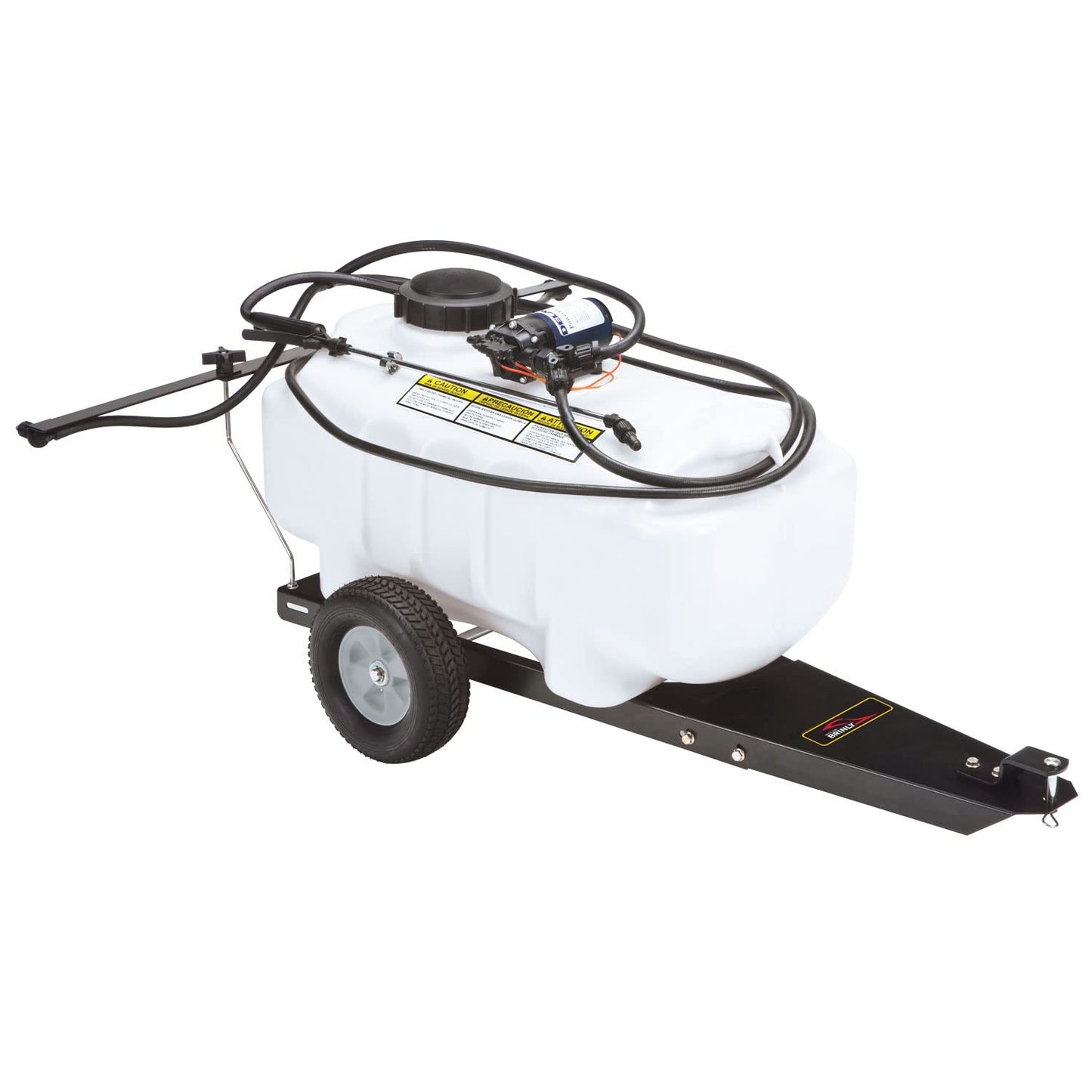 Brinly Self-Storing Tow Behind Lawn and Garden Sprayer with Collapsible Boom, 25-Gallon