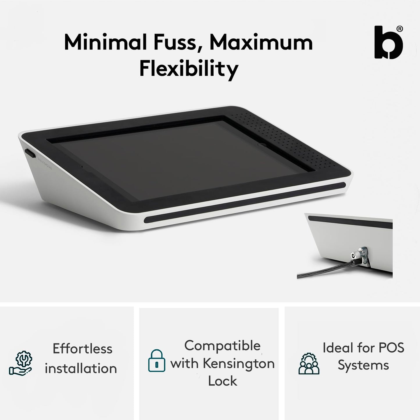 Bouncepad Link iPad POS Stand for Business | Kiosk Stand for Meeting Room Management | Table Mount Tablet Kiosk Register | iPad 10th Gen 10.9 | Black