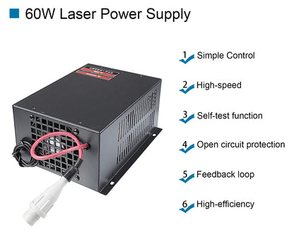 60W CO2 Laser Power Supply for 60w 70w Laser Tube Laser Engraver Cutter Power Supply MYJG-60