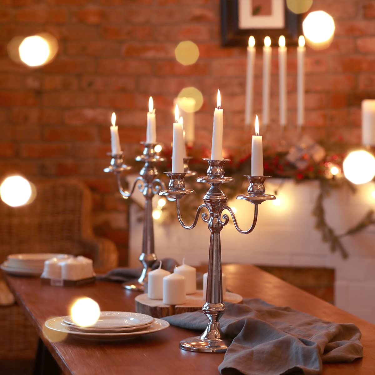 Set of 8 10 Inch White Taper Candles, Dripless Unscented Skinny Candlesticks for Home Party Dinner Table Decoration