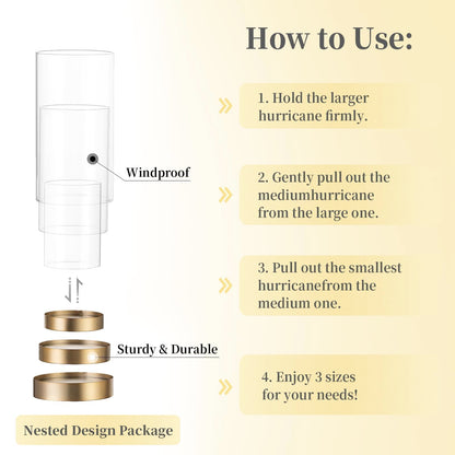 Hewory Hurricane Candle Holder for Pillar Candles: Gold Votive Candle Holders Set of 6, Glass Hurricane with Metal Candle Plate, Pillar Candle Holder for Table Centerpiece Wedding Holiday Home Decor